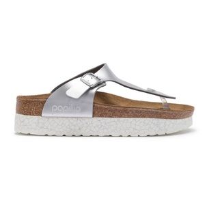 Birkenstock Gizeh platforms silver new 42 11